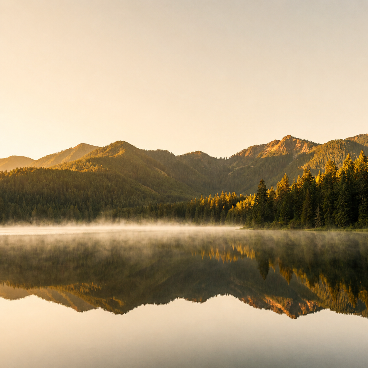 Alpine lake at first light